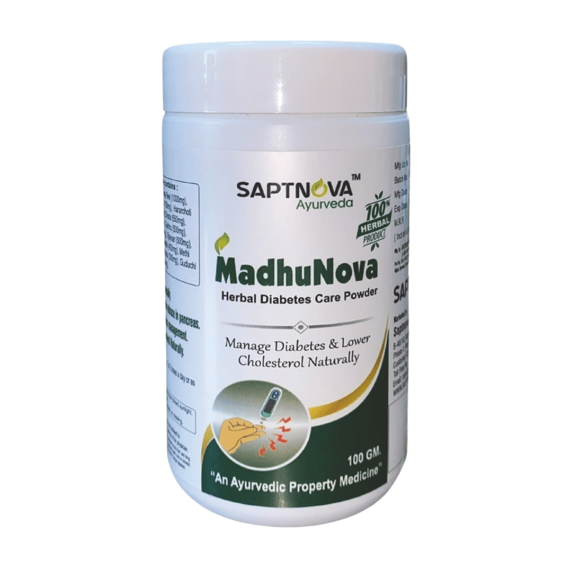 Madhunova Herbal Diabetes Care Powder (3 x 100 GM) - SAPTNOVA