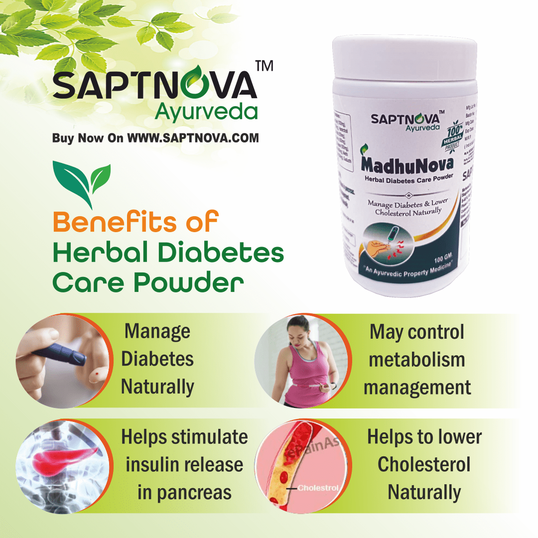 Madhunova Herbal Diabetes Care Powder (3 x 100 GM) - SAPTNOVA