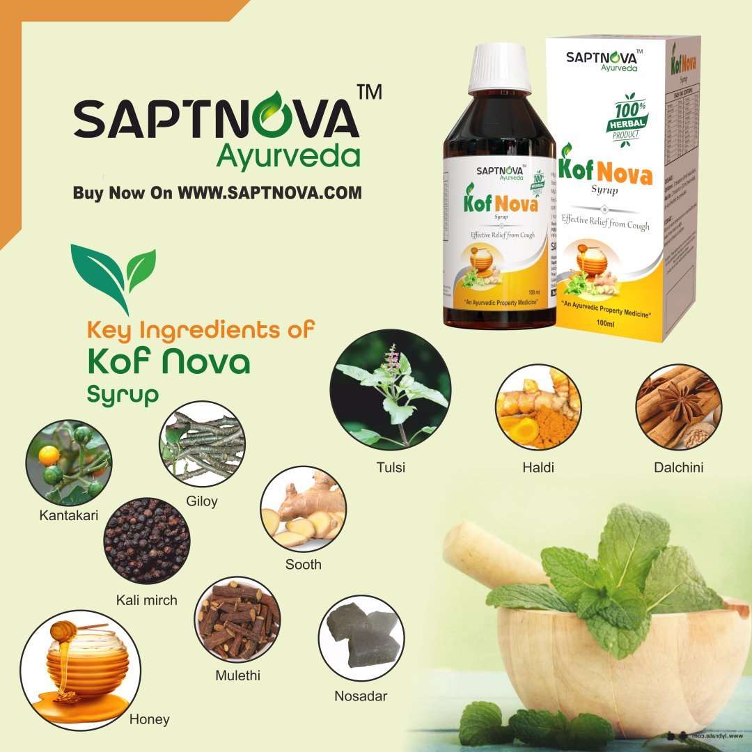 KofNova - Herbal Cough Syrup - 100 ML - SAPTNOVA