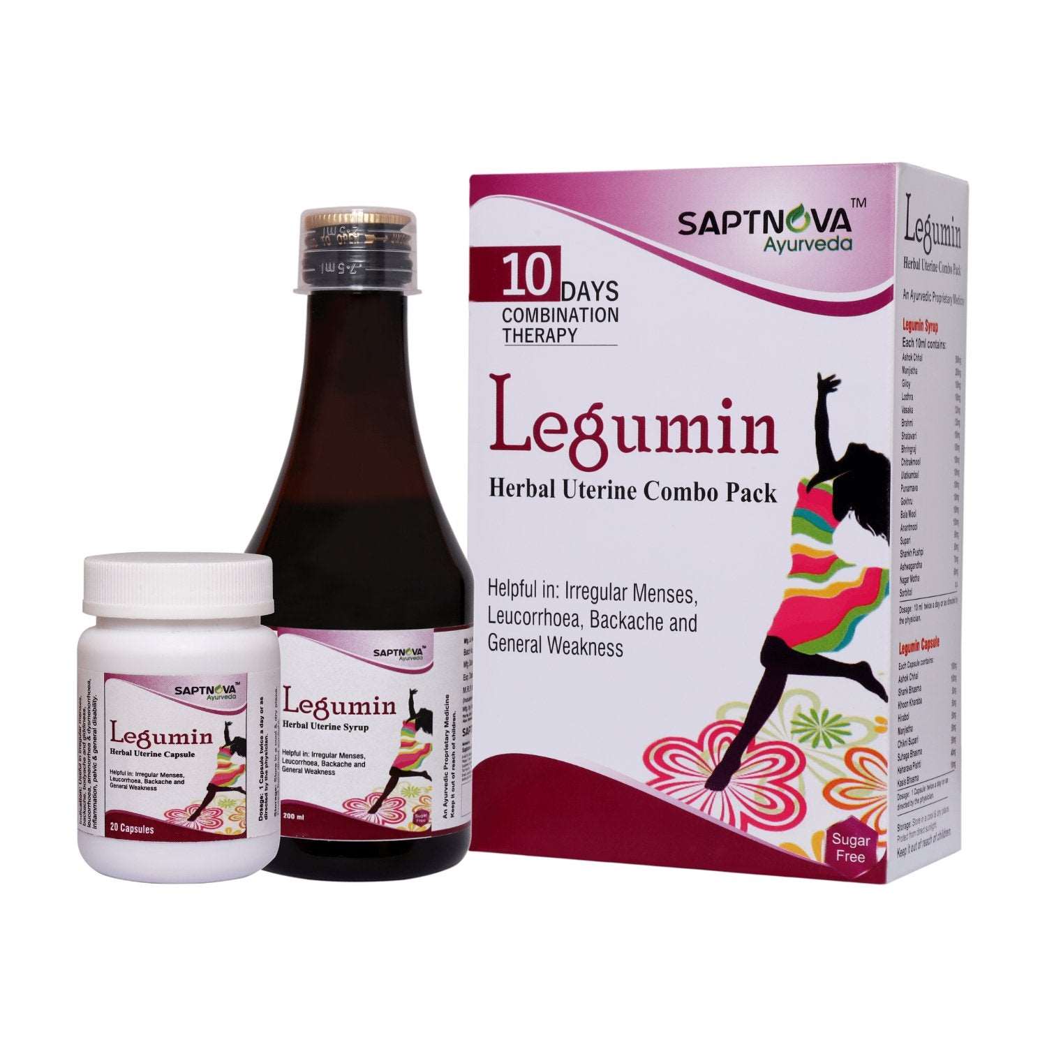 Legumin Herbal Uterine Combo - 200 ML + 20 Capsules - SAPTNOVA