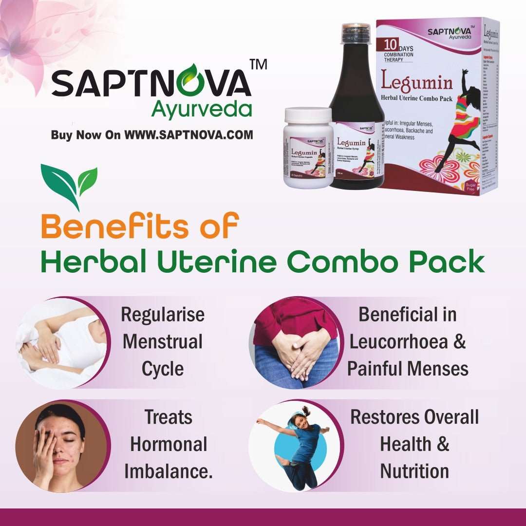 Legumin Herbal Uterine Combo - 200 ML + 20 Capsules - SAPTNOVA