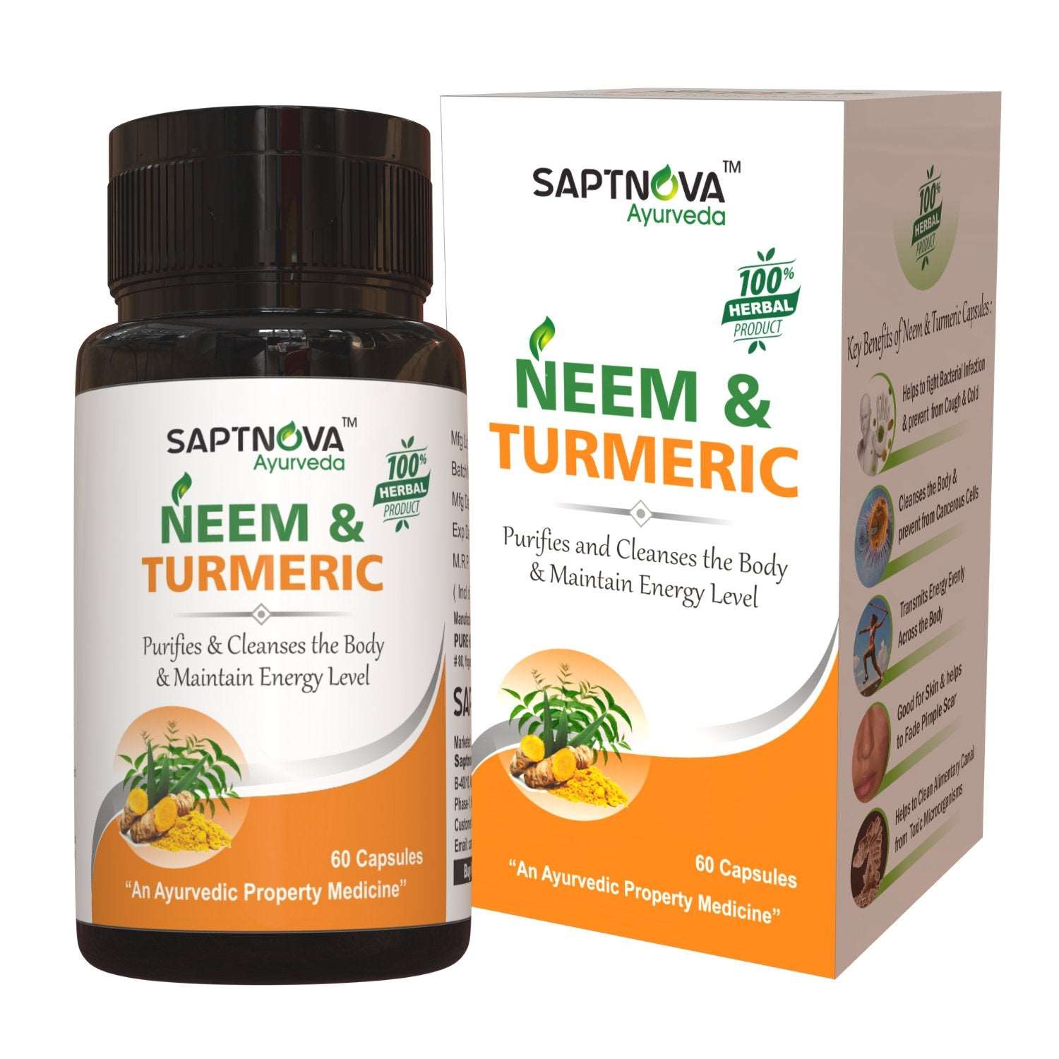 Neem & Turmeric Capsules 1*60 - SAPTNOVA