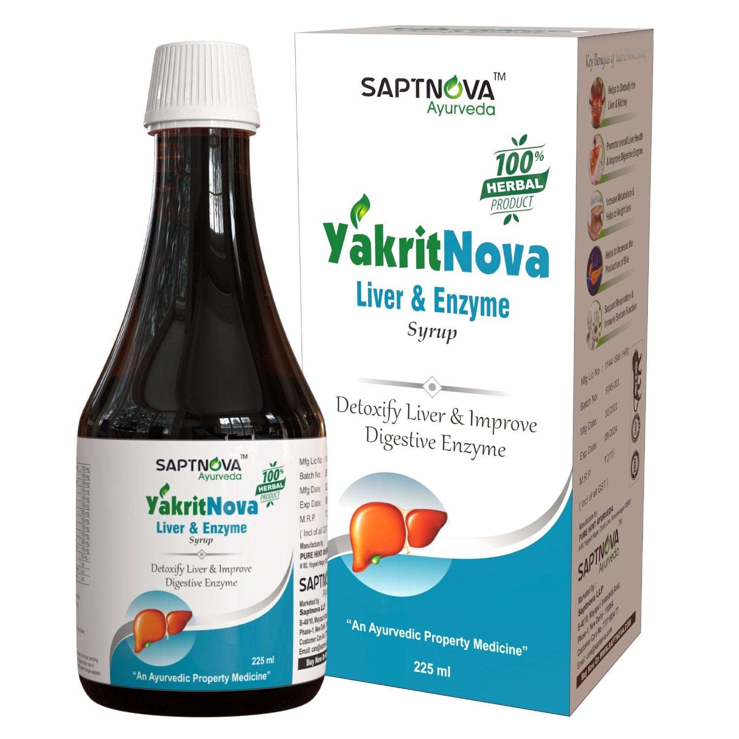 YakritNova – Syrup for Liver & Enzyme – 225 ML - SAPTNOVA